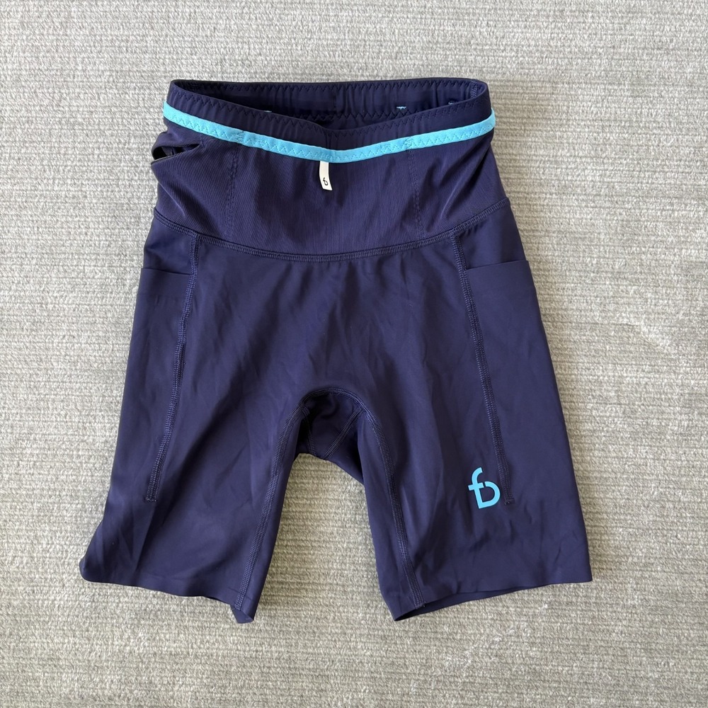 FlipBelt Ouray Compression Short Womens XS 7" Inseam Blue High Waist Running